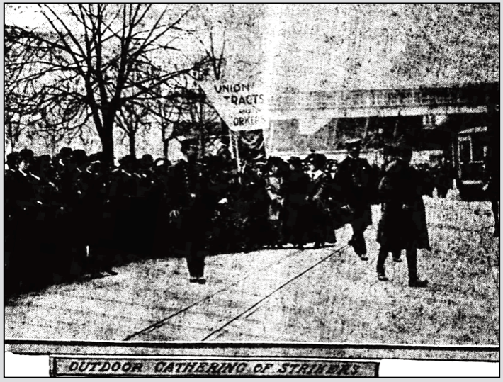 NYC Uprising Strikers Gather Outdoors, LW p7, Jan 22, 1910