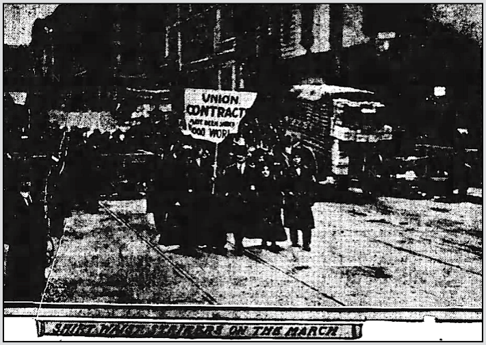 NYC Uprising Strikers on the March, LW p7, Jan 22, 1910