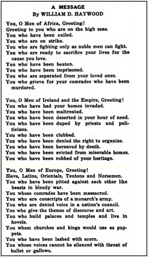 BBH, Poem A Message Part I, OBU p56, Feb 1920