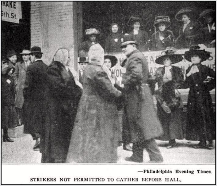 Philly Shirtwaist Strike, Strikers n Cop, ISR p674, Feb 1910