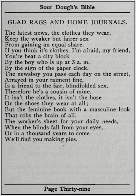 Sour Dough, AT Fair, Poem Glad Rags Home Journals, 1910