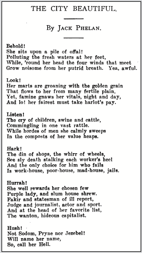 Spk FSF, Poem, City Beautiful by Jack Phelan, ISR p713, Feb 1910
