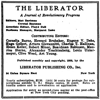 The Liberator Magazine Editors Contributors p7, Feb 1920