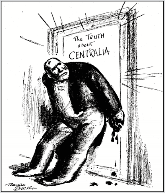 Truth ab Centralia n Lumber Baron by Maurice Becker, Liberator p17, Feb 1920