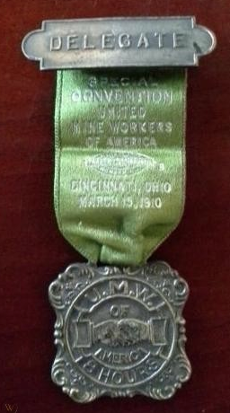 1910 Delegate Pin Ribbon United Mine Workers of America Special Convention Cincinnati, Ohio
