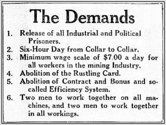 ACM Massacre, Strikers Demands, BDB p3, Apr 19, 1920