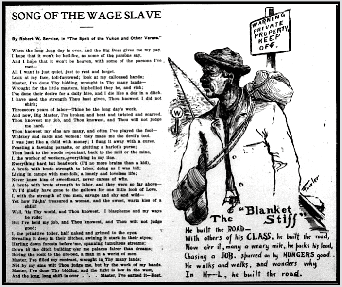 Blanket Stiff by Fowler, Seattle Socialist p4, Jan 2, 1909