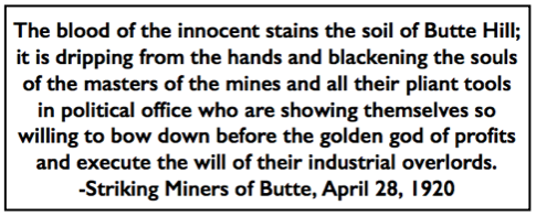 Quote Butte Striking Miners re ACM Massacre Butte, BDB p1, Apr 28, 1920