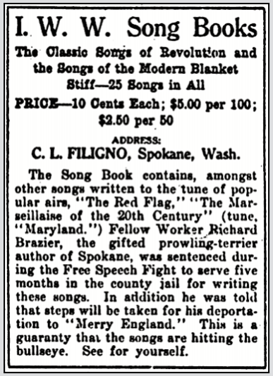 AD for LRSB, re Richard Brazier and Spk FSF, IW p3, May 21, 1910
