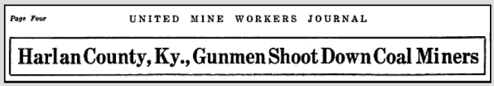 HdLn Harlan Co KY Gunthugs, UMWJ p4, May 1, 1920