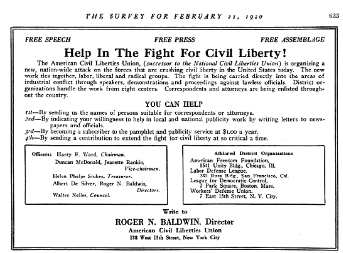 Labor Defense League San Francisco, Survey p623, Feb 21, 1920