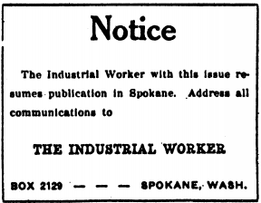 Publication resumes in Spokane, IW p1, May 21, 1910 