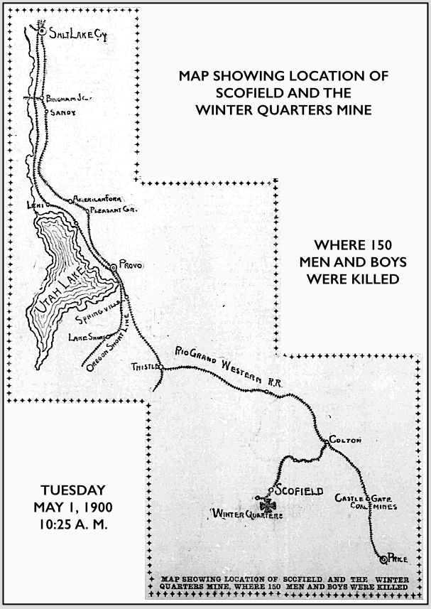 Scofield UT Mine Disaster, Map, SL Hld p1, May 2, 1900