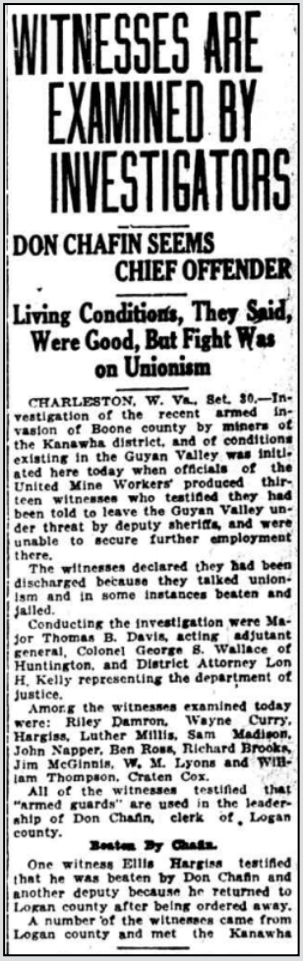 WV Coal Fields Witnesses on Gunthug Terror, Wlg Int p1, Oct 1, 1919