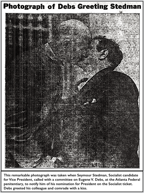 EVD Kisses Stedman at Atlanta Pen, AtR p2, June 26, 1920