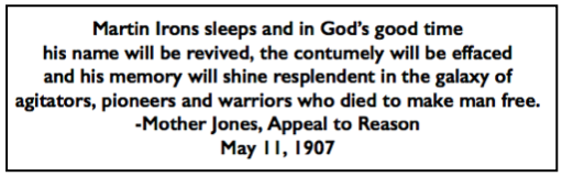 Quote Mother Jones re Martin Irons Sleeps, AtR p4, May 11 1907
