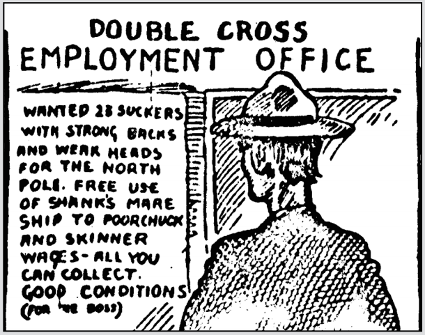 IWW Cartoon re UE, detail, IW p1, Aug 6, 1910
