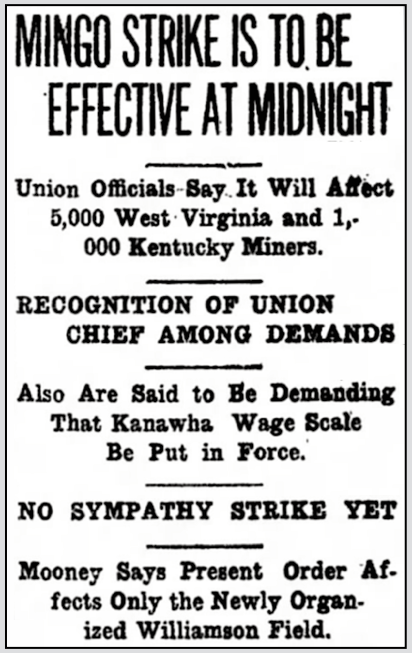 Mingo Strike Effective at Midnight, Cton Dly Ml p1, June 30, 1920