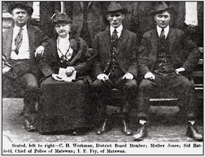 Mother Jones w Workman, Hatfield n Fry, UMWJ p11, July 15, 1920