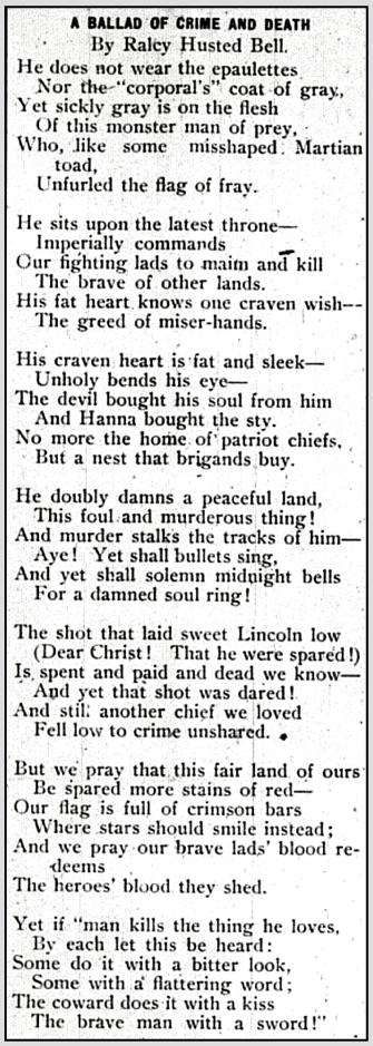POEM Ballad of Crime and Death RH Bell, SDH p1, July 21, 1900