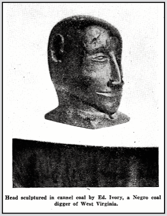 Sculpture in Coal by Ed Ivory, Miner, Lbtr p8, Aug 1920