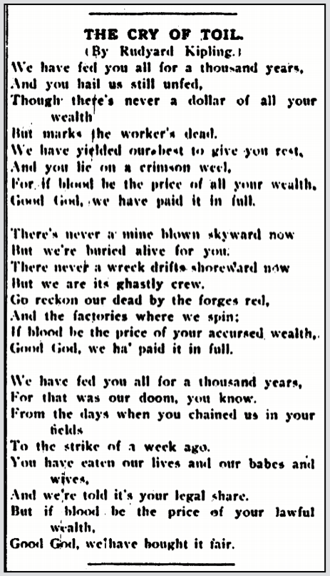 Cry of Toil, We Have Fed You All, IW p2, Oct 8 1910
