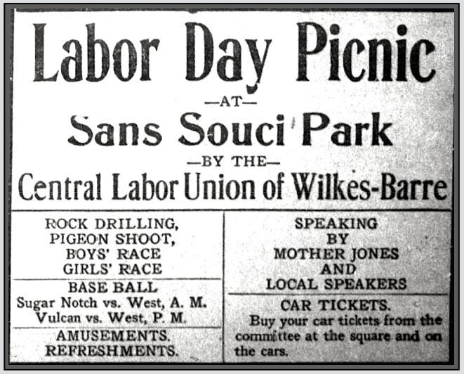 Mother Jones Ad Labor Day  w CLU, WB Tx Ldr Eve Ns PA p3, Sept 2, 1910