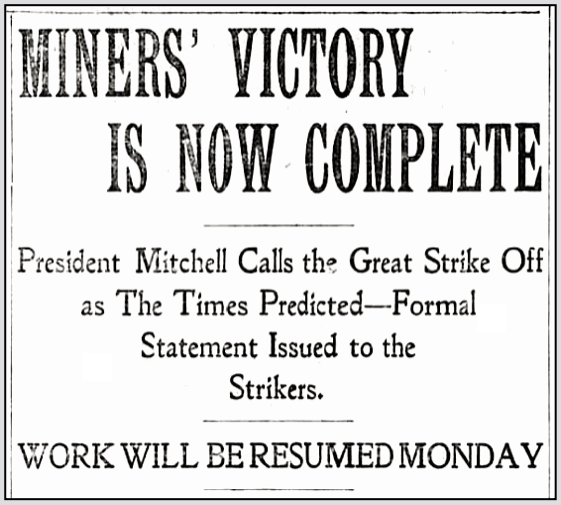 PA Miners Strike, Victory Mt Message, Phl Tx p1, Oct 26, 1900