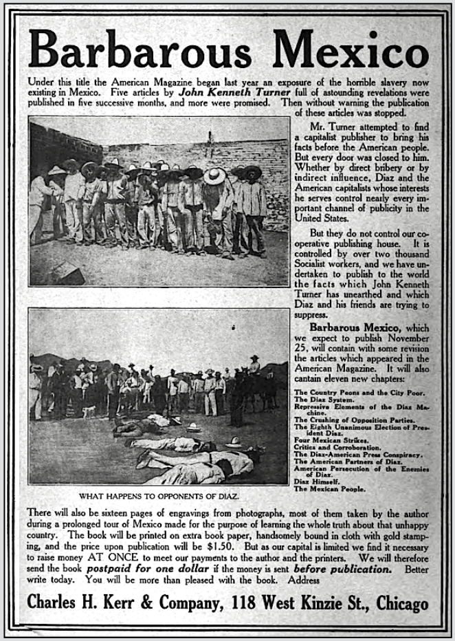 Ad Barbarous Mexico by JKT, ISR back page, Nov 1910