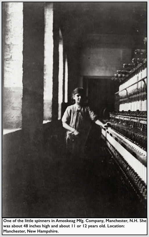 Child Labor Lewis Hine Little Spinner Girl, Manchester NH, May 1909, LOC