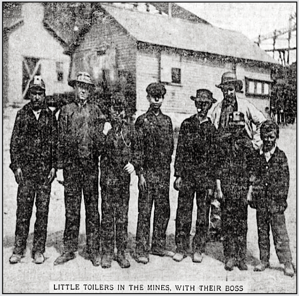 Child Labor, Mine Boys w Boss, Phl Tx p1, Oct 14, 1900