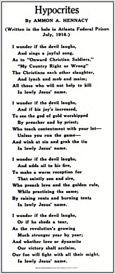 Hypocrites by Ammon A. Hennacy, OBU Mly p35, Nov 1920 
