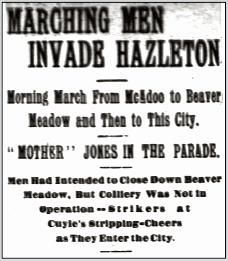 PA Anthracite Strike Mother Jones Marches McAdoo etc, Hzltn Pln Spkr p4, Oct 11, 1900