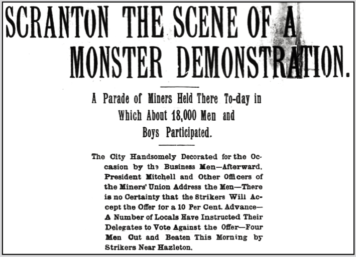 PA Anthracite Strike, Scranton Monster Parade Mother Jones, WB Tx p1, Oct 10, 1900