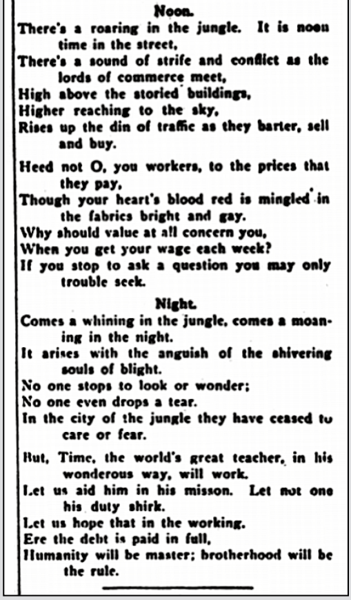 POEM City Jungle by L Tully Noon Night, IW p2, Nov 2, 1910