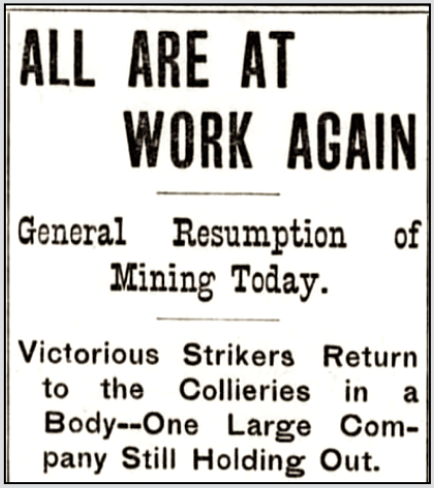PA Anthracite Strike Return to Work Victorious, Freeland Tb p1, Oct 29, 1900