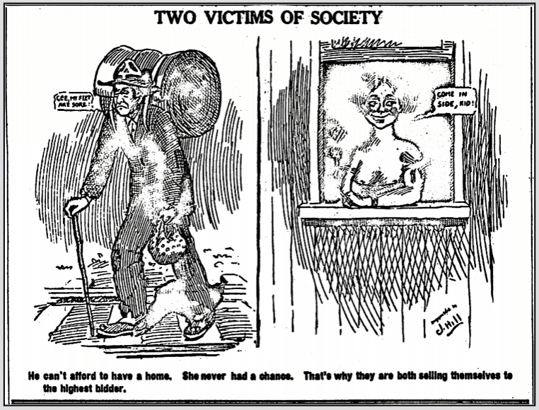 Joe Hill Cartoon, Two Victims of Society, IW p1, Jan 26, 1911