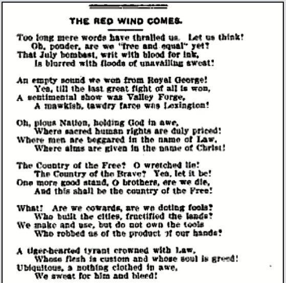 POEM The Red Wind Comes by John G Neihardt, Part I, Miners Mag p8, Jan 5, 1911