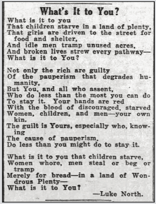 POEM What's It to You by Luke North, AtR p3, Jan 29, 1921