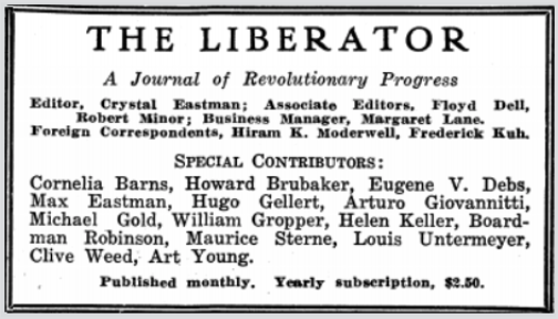 John Reed Memorial Issue, Editors Contributors, Lbtr p15, Feb 1921