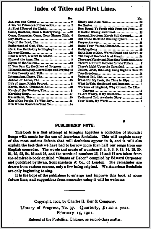 Sc Songs w Music, ed by CH Kerr, Index, feb 15, 1901