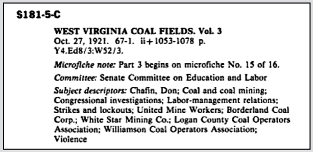 WV Coal Fields Volume III, Testimony Don Chafin, Sen Com Oct 27, 1921