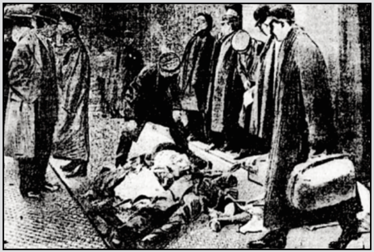 Triangle Fire, Bodies on Pavement, Detail, NY Tb p1, Mar 26, 1911