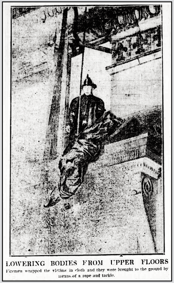 Triangle Fire, Lowering Bodies, NY Tb p2, Mar 26, 1911