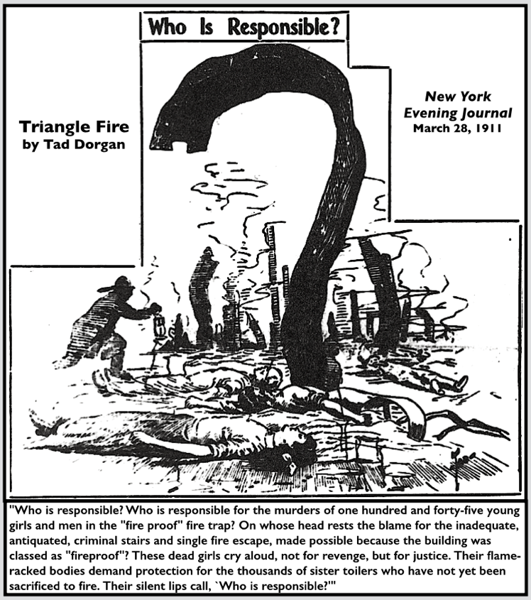 Triangle Fire, Who is Responsible by TAD, NY Eve Jr, Mar 28, 1911