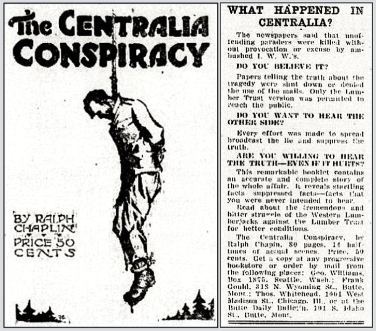 IWW The Centralia Conspiracy by Ralph Chaplin, AD Cv n Text, BDB p3, May 11, 1920