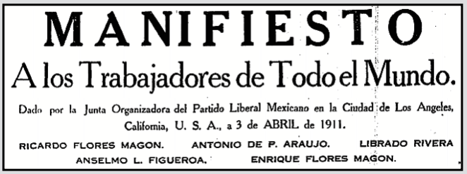 Manifesto Spanish, Junta PLM, Regeneracion p1, Apr 8, 1911