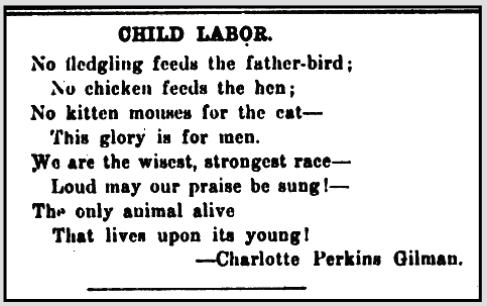 POEM Child Labor, by CP Gilman, IW p2, Apr 26, 1911