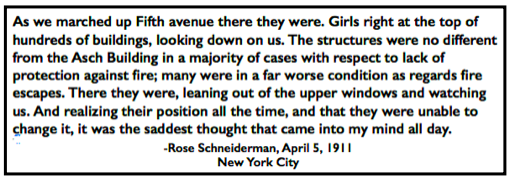 Quote Rose S, Triangle Fire Mourners March, Girls at Top of Buildings, NY Tb p2, Apr 6, 1911