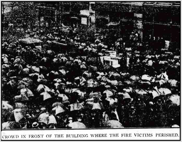Triangle Fire, Crowd at Building Where Victims Perished, NY Tb p2, Apr 6, 1911